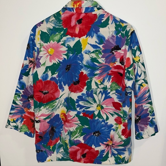 Vintage Remo Classics California Open Blazer Floral Size M ~USA made 100% Cotton - Picture 6 of 8